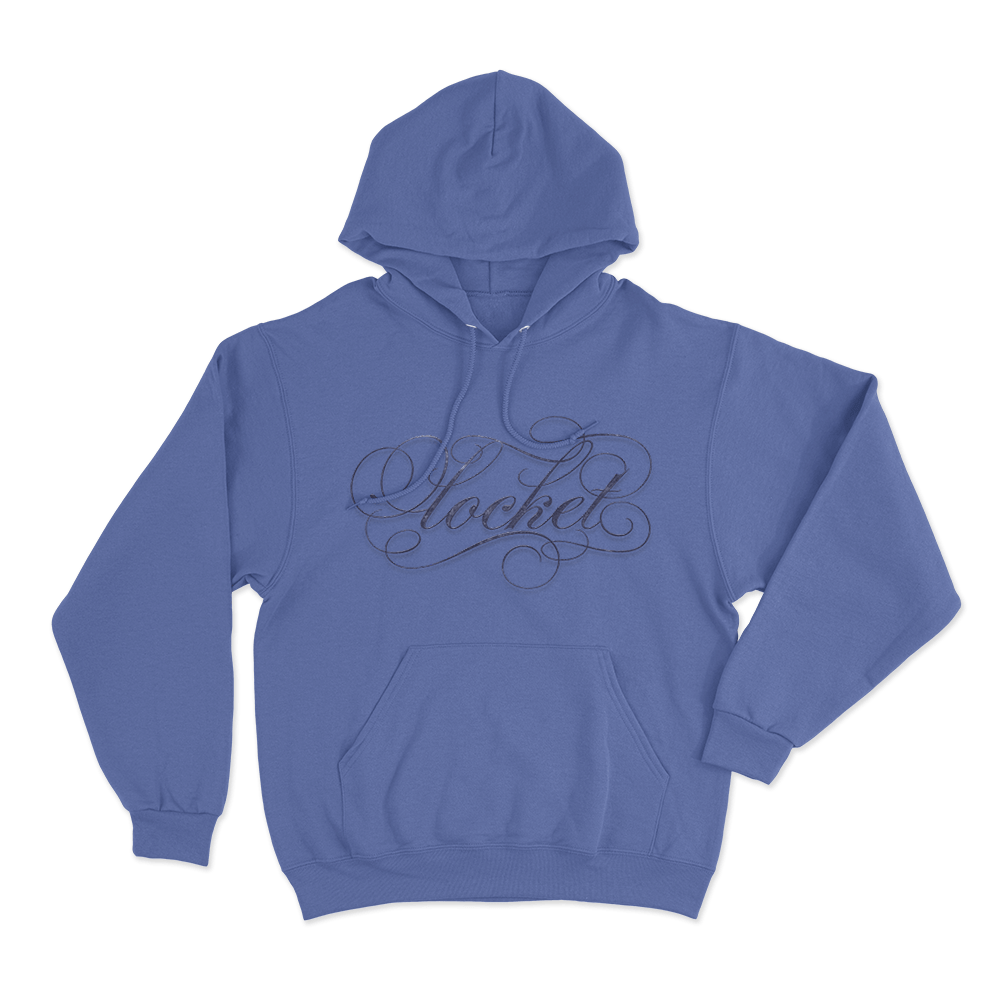 Ornate Locket Script Unisex Hoodie Blue Ornate Locket Script Unisex Hoodie Blue