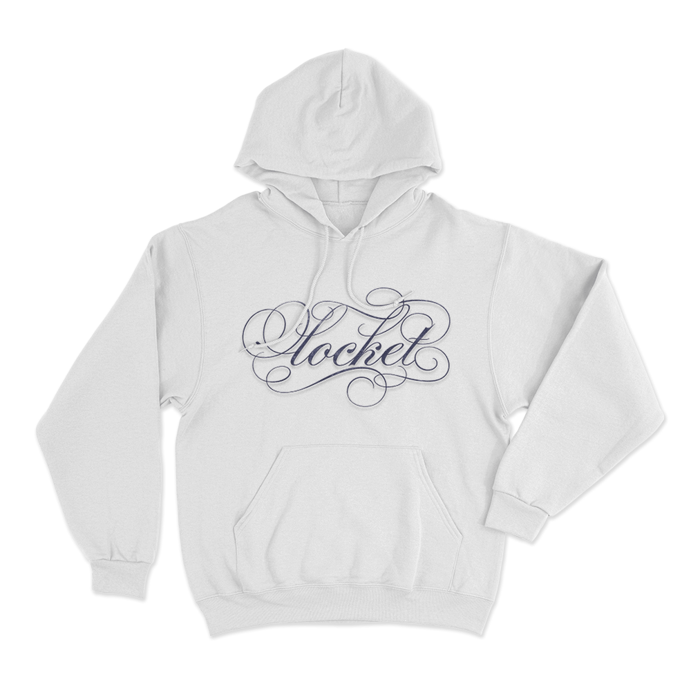 Ornate Locket Script Unisex Hoodie White Ornate Locket Script Unisex Hoodie White