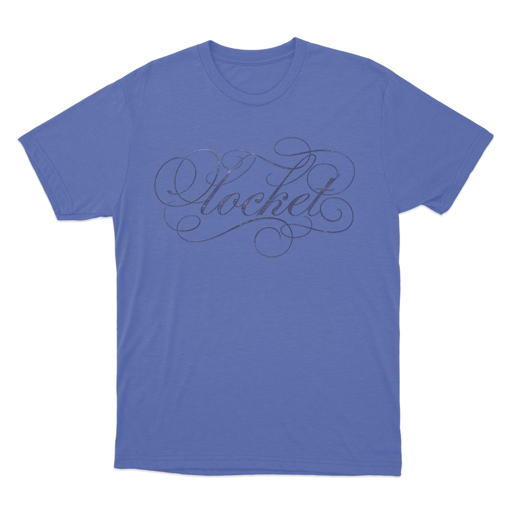 Ornate Locket Script Unisex T Shirt Blue Ornate Locket Script Unisex T Shirt Blue