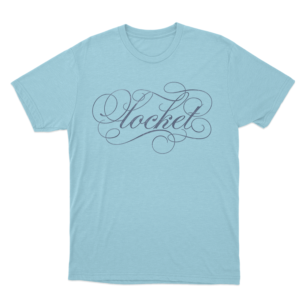 Ornate Locket Script Unisex T Shirt Sky Blue Ornate Locket Script Unisex T Shirt Sky Blue